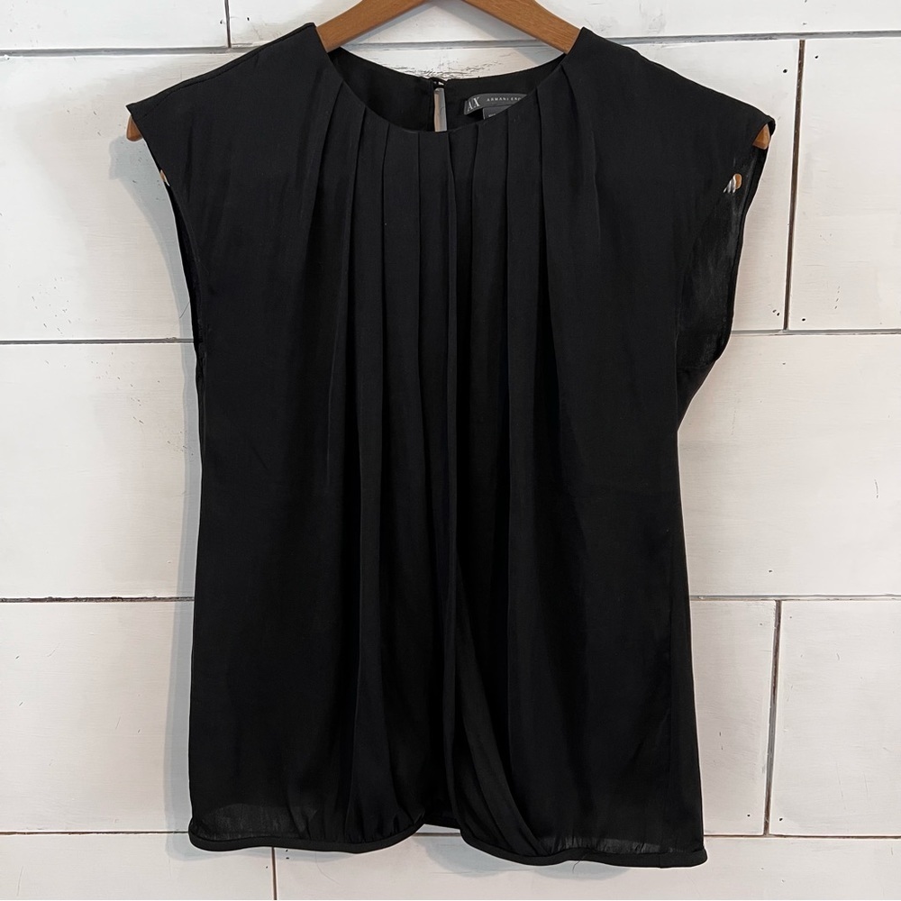 Armani Exchange Pleated Front Faux Wrap Top. Size Small. EUC.